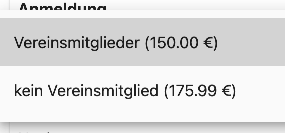FAQ 1 Auswahl mit Preis
