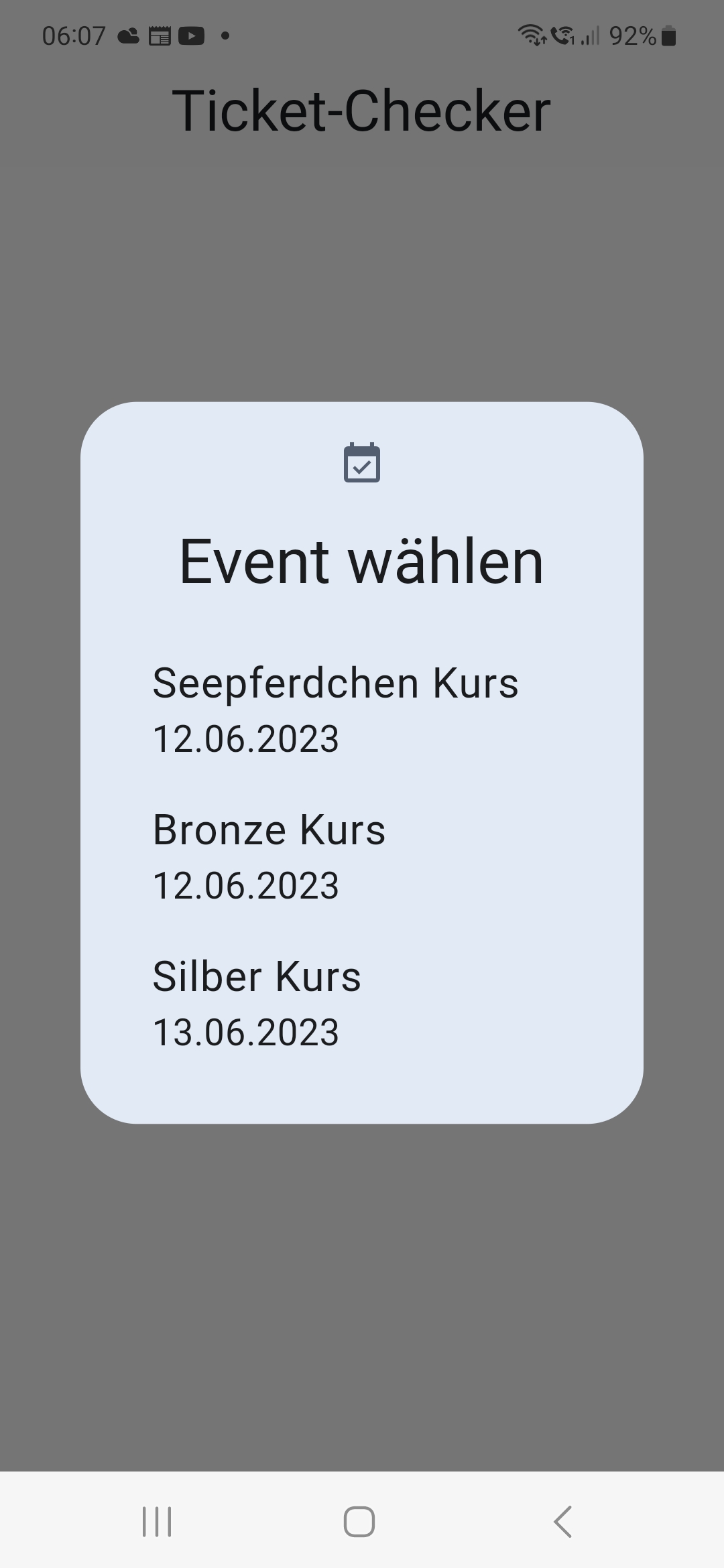 Event Auswahl